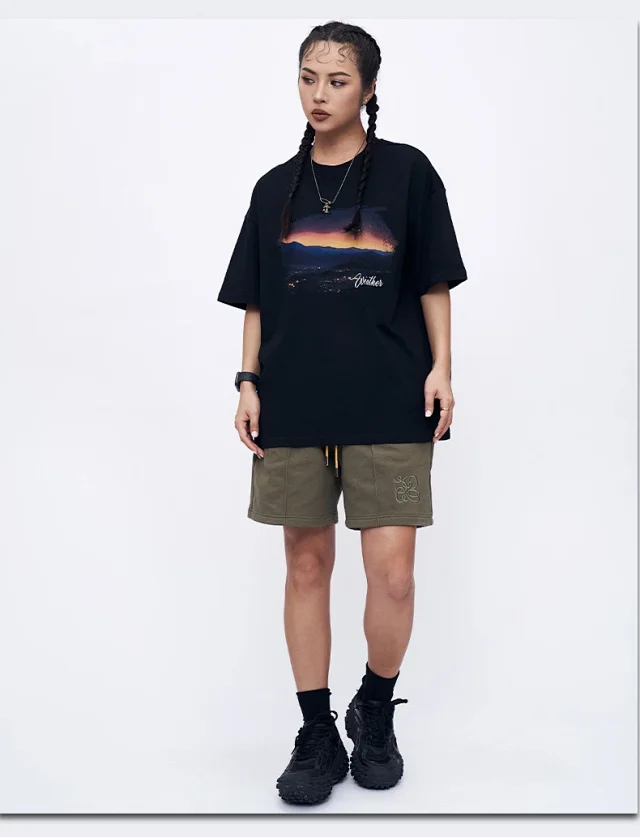 RFSD Men's Heavyweight 250g Loose Drop - Shoulder Sunset Print Tee Detail