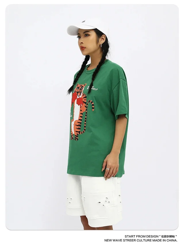 RFSD Men's | 2025 Summer New Trendy Street Fun Anime Tiger Print Loose T - Shirt (Unisex) Detail