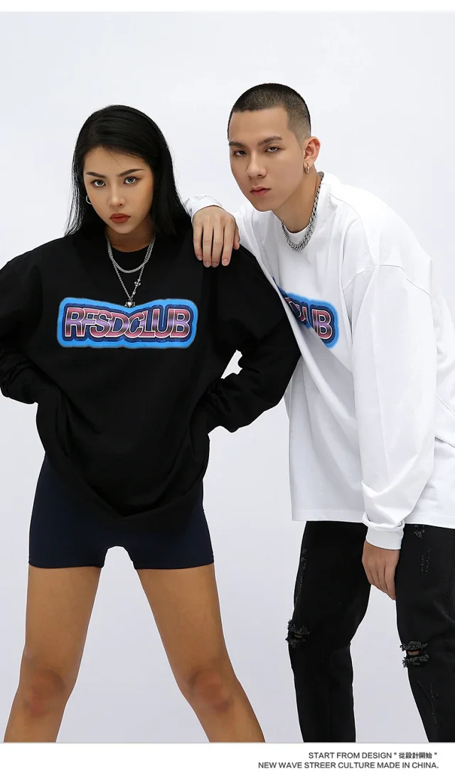 RFSD Unisex Loose Hip-Hop Long Sleeve T-shirt Detail
