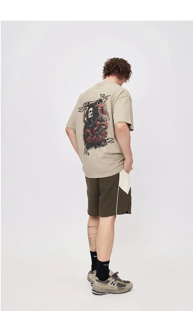 RFSD Men's | American Rose Print T-shirt 2025 Spring/Summer New Loose Streetwear Round Neck Short Sleeve Top Detail