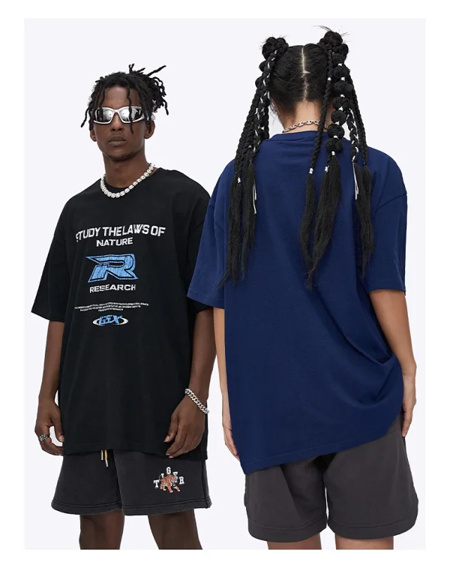 RFSD Men's 2025 Summer Retro Cracked Letter Print T - Shirt Detail