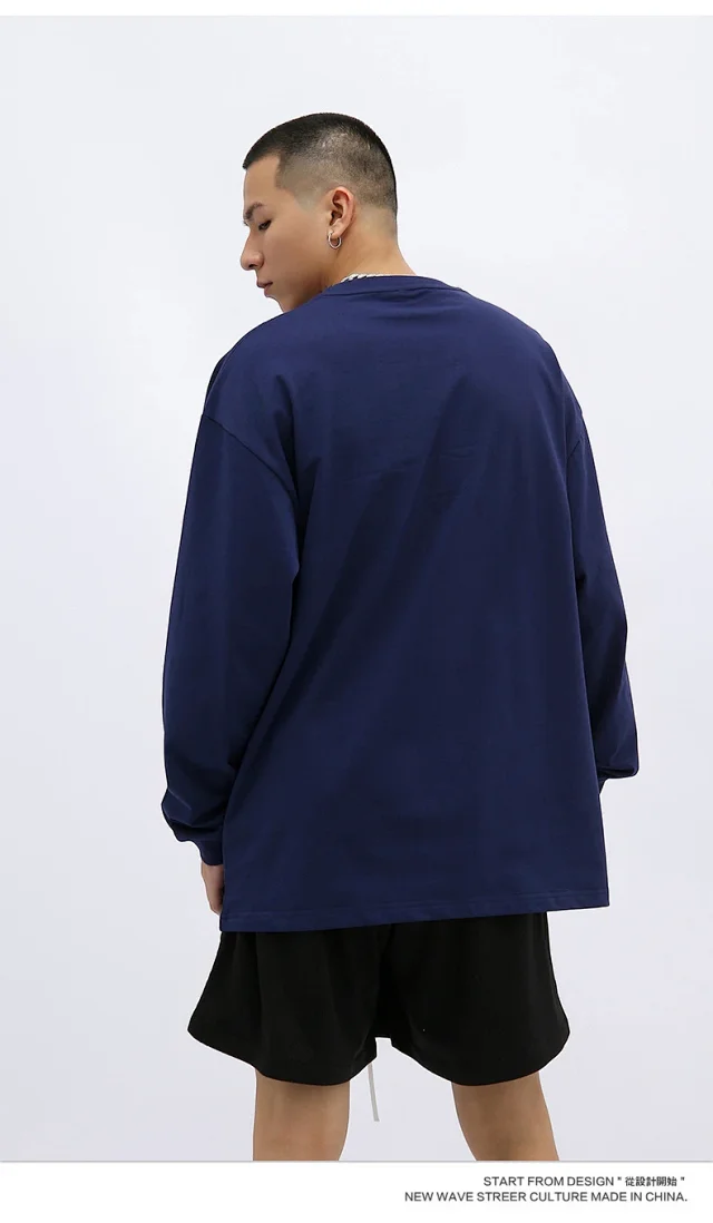 RFSD Men's | 2025 Fall New 250g Double Yarn Heavyweight Streetwear Loose Long-sleeve T-shirt Detail
