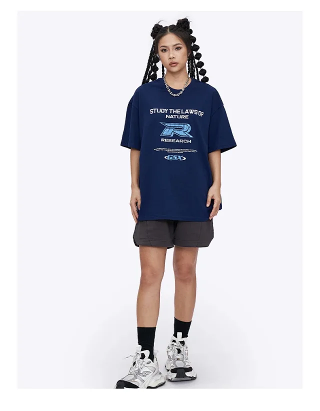 RFSD Men's 2025 Summer Retro Cracked Letter Print T - Shirt Detail
