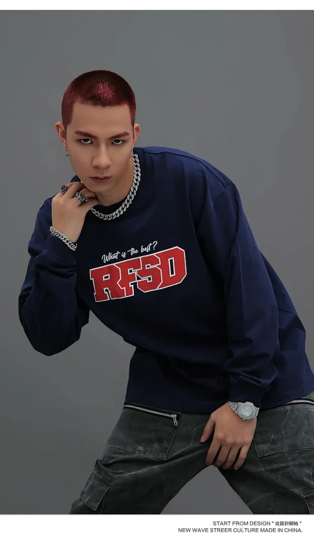 RFSD Men's Wear | 2025 Autumn/Winter New Original Chinese Style Printed Long-sleeve T-shirt 250g Loose Crewneck T-shirt for Men Detail