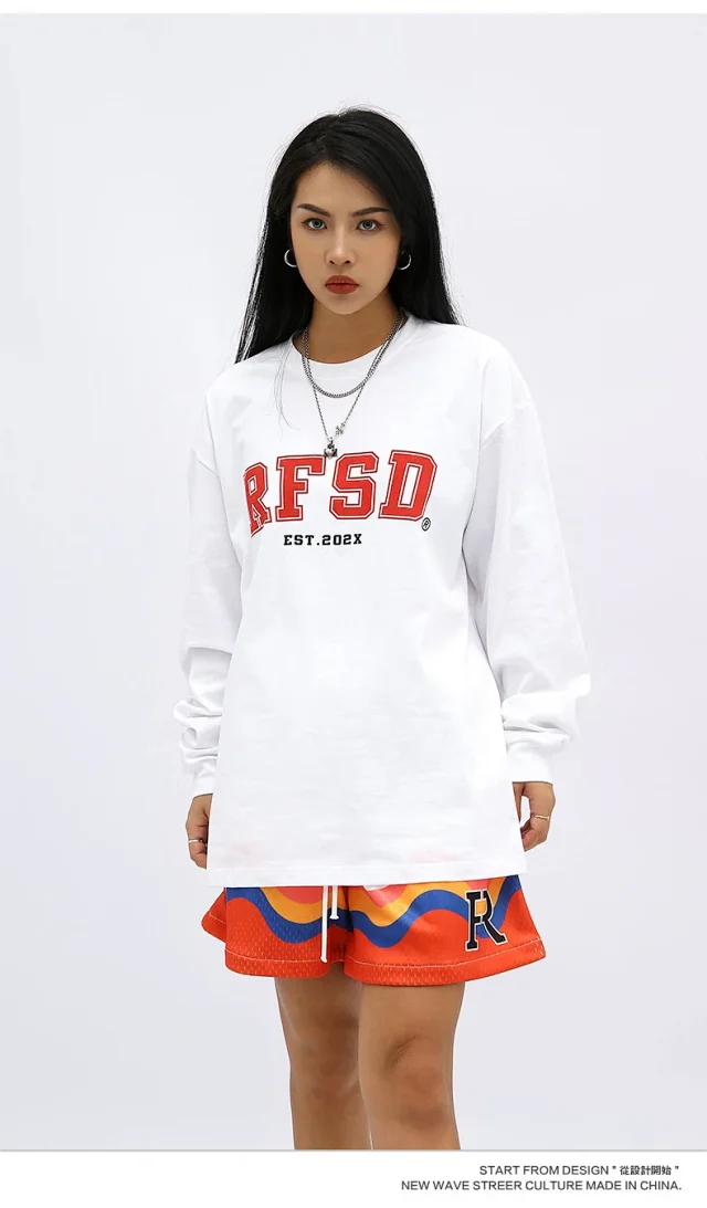 RFSD Men's | 2025 Fall New 250g Double Yarn Heavyweight Streetwear Loose Long-sleeve T-shirt Detail