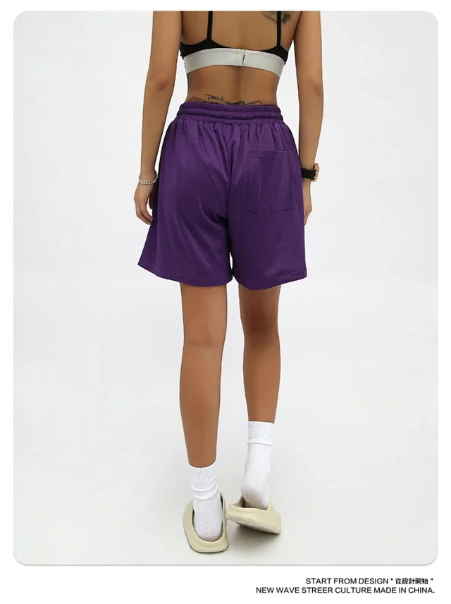 RFSD Men's Fashion | 2025 Summer New American Streetwear Hip - Hop Embroidered Flame Casual Shorts Detail