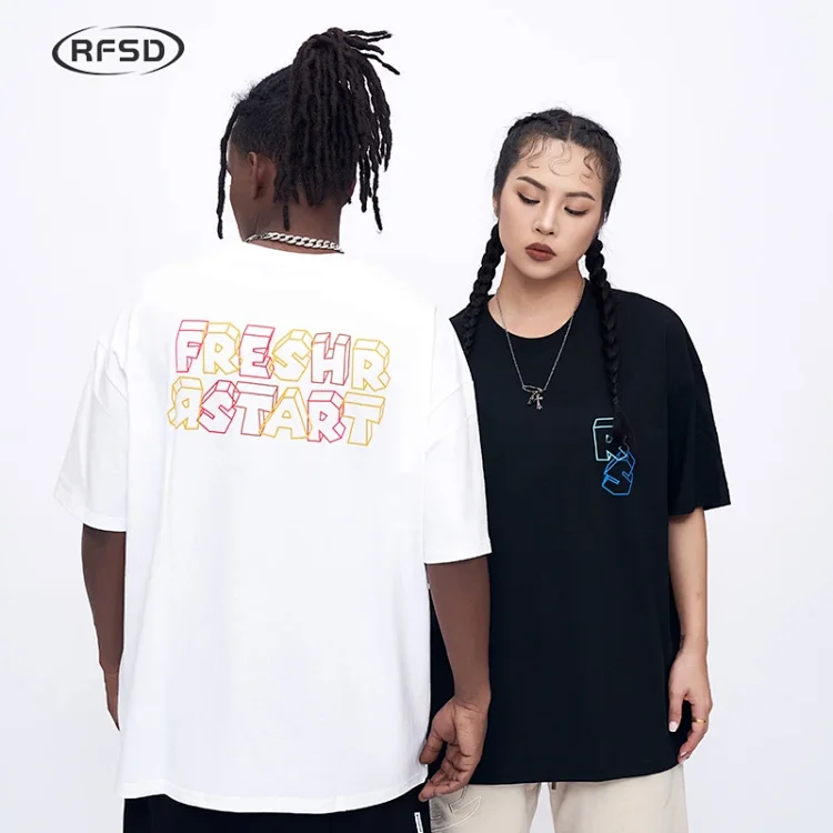 RFSD Men's | 2025 Summer American English Gel Print Loose Street T - Shirt