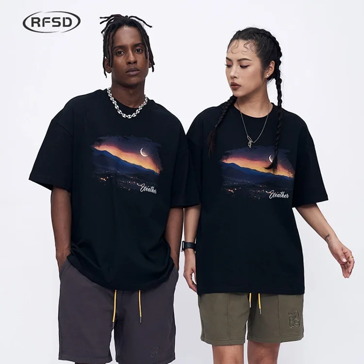 RFSD Men's Heavyweight 250g Loose Drop - Shoulder Sunset Print Tee
