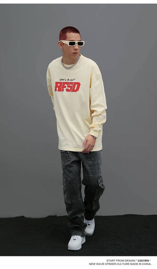 RFSD Men's Wear | 2025 Autumn/Winter New Original Chinese Style Printed Long-sleeve T-shirt 250g Loose Crewneck T-shirt for Men Detail