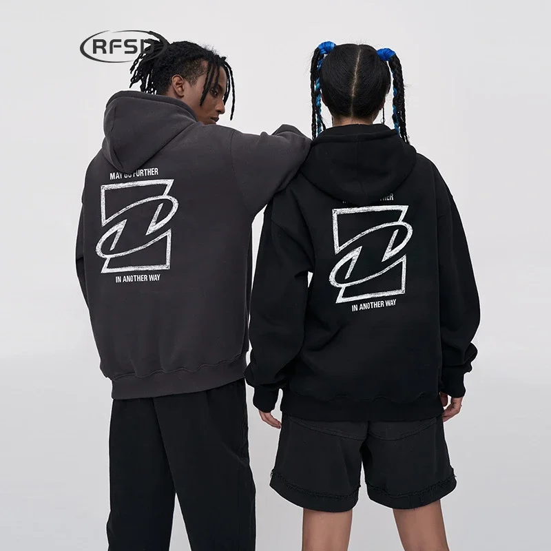 RFSD Men's 2025 AW Streetwear 380g Fleece Printed Hoodie