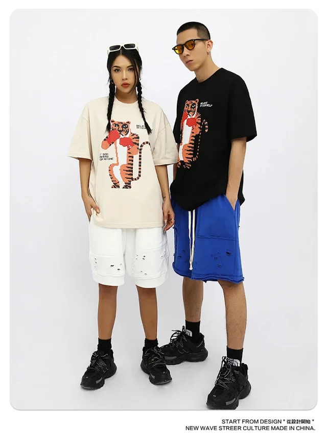 RFSD Men's | 2025 Summer New Trendy Street Fun Anime Tiger Print Loose T - Shirt (Unisex) Detail