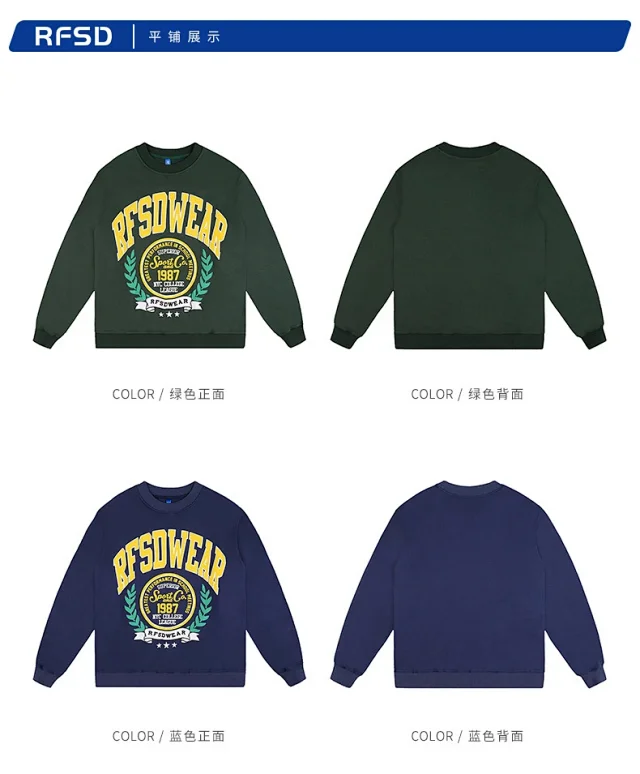 RFSD Men's | 2025 F/W New US Embossed Print Fleece Crewneck Sweatshirt Detail