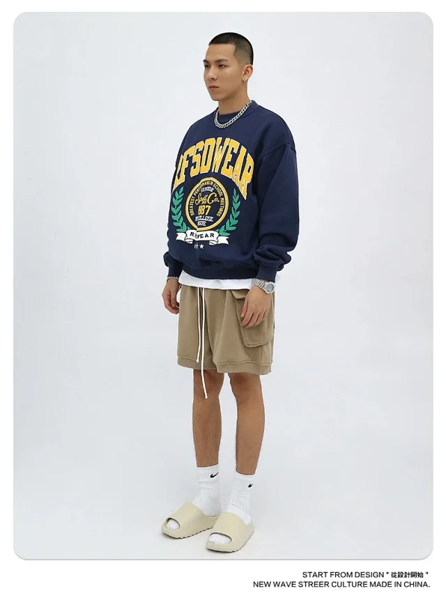 RFSD Men's | 2025 F/W New US Embossed Print Fleece Crewneck Sweatshirt Detail
