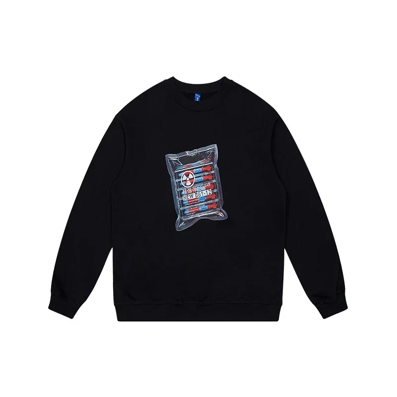 RFSD Men's | 2025 Fall New White Ink Print Crew Neck Sweatshirt