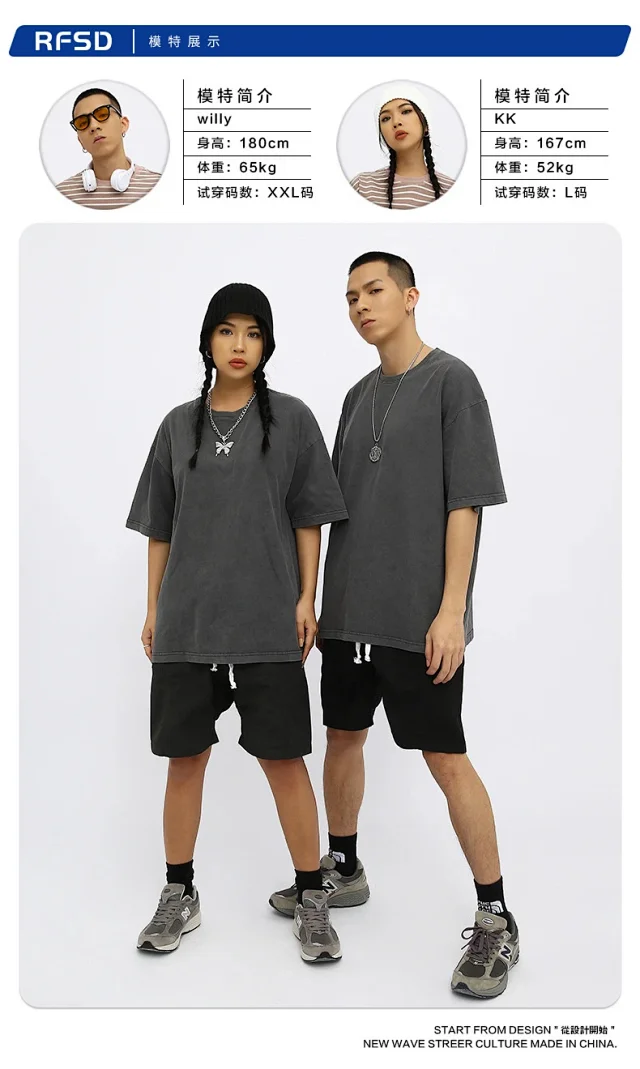 RFSD Men's | 2025 Summer New Street Pure Heavy Washed T-shirt Detail