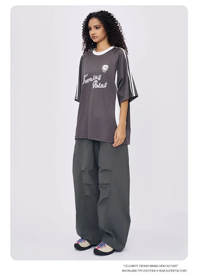 RFSD Men's 2025 SS New Loose Trendy Crewneck T-Shirt with Color-Block Stitching Design Detail