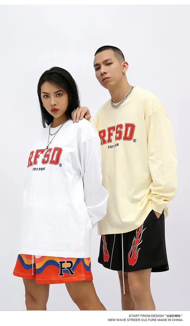 RFSD Men's | 2025 Fall New 250g Double Yarn Heavyweight Streetwear Loose Long-sleeve T-shirt Detail
