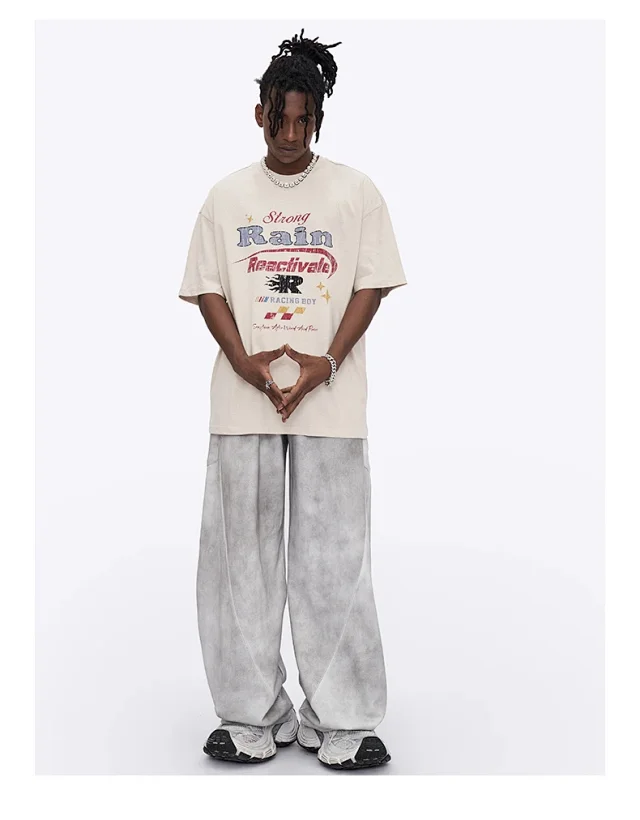 RFSD Men's | Hand-drawn Letter Print T - Shirt 2025 SS New Trendy Street Loose Versatile Short - sleeve Detail