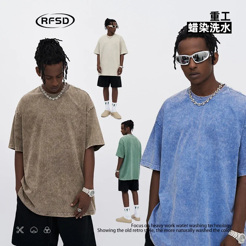 RFSD Men's | Balenciaga Dupe 285G Heavy-Duty Wax-Dyed Crewneck Short-Sleeve T-Shirt