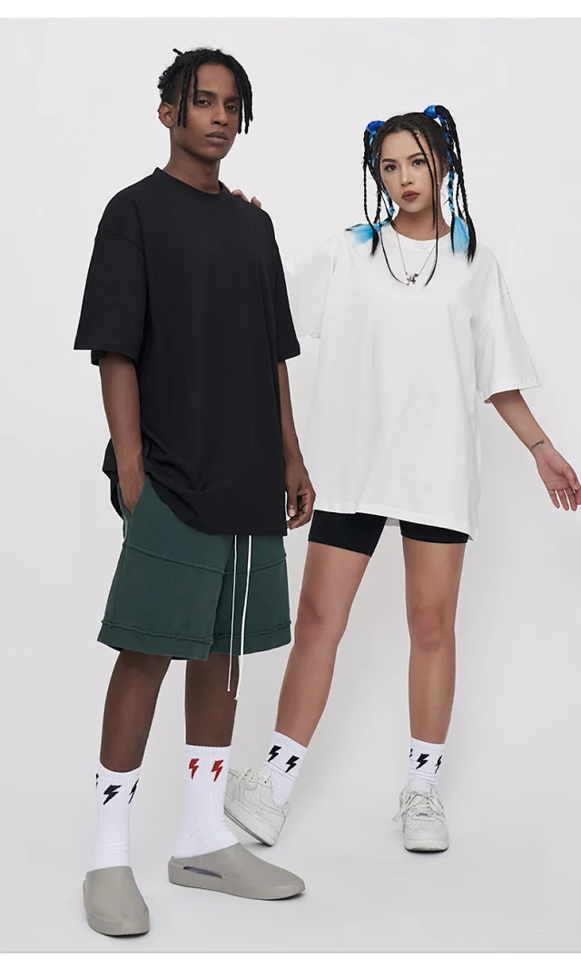 RFSD Men's | 2025 Summer Black & White Pure Color T - Shirt (230g Combed Cotton) Detail