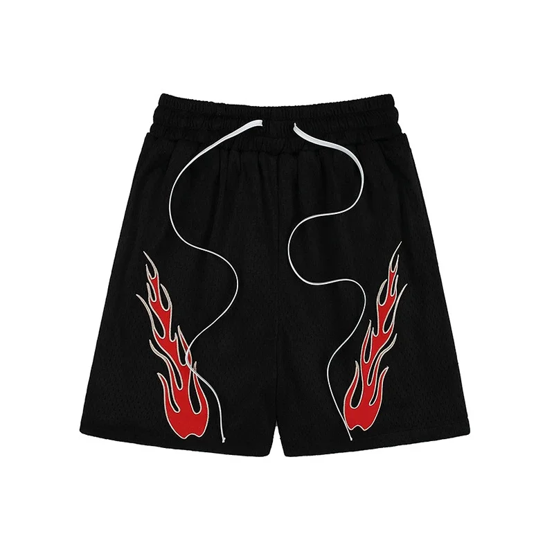 RFSD Men's Fashion | 2025 Summer New American Streetwear Hip - Hop Embroidered Flame Casual Shorts