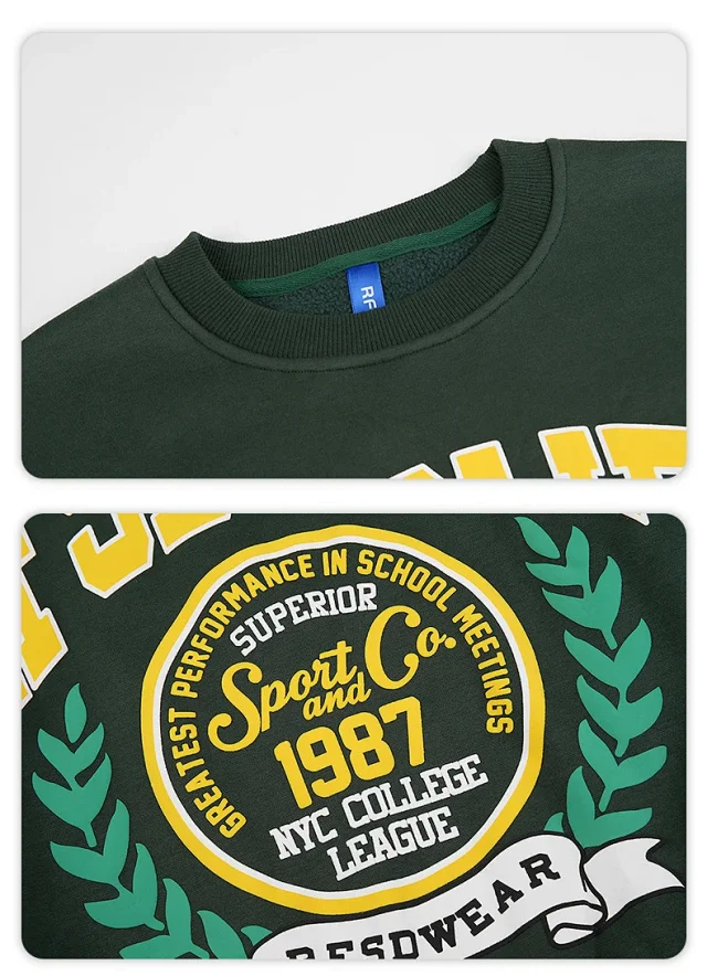 RFSD Men's | 2025 F/W New US Embossed Print Fleece Crewneck Sweatshirt Detail
