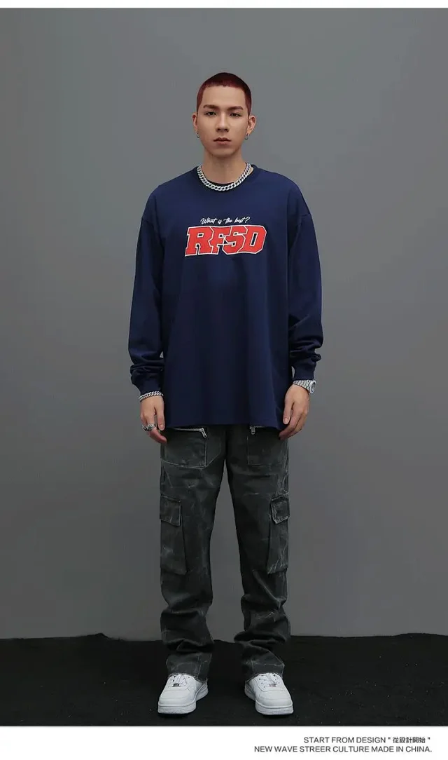 RFSD Men's Wear | 2025 Autumn/Winter New Original Chinese Style Printed Long-sleeve T-shirt 250g Loose Crewneck T-shirt for Men Detail
