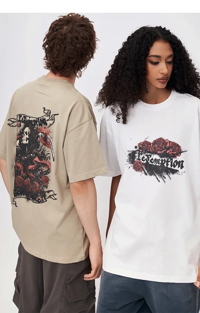RFSD Men's | American Rose Print T-shirt 2025 Spring/Summer New Loose Streetwear Round Neck Short Sleeve Top Detail