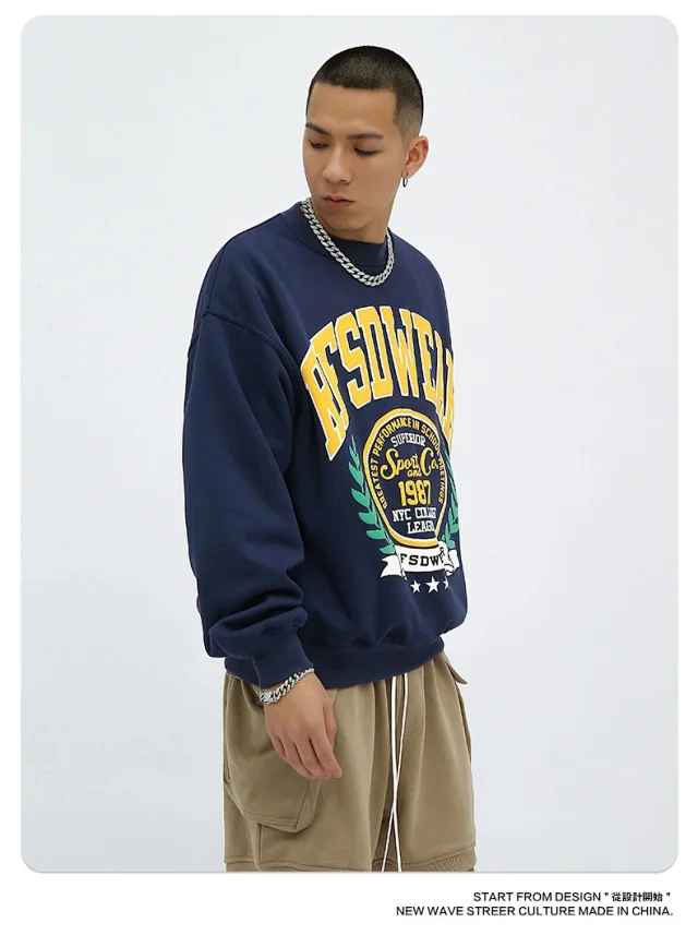 RFSD Men's | 2025 F/W New US Embossed Print Fleece Crewneck Sweatshirt Detail