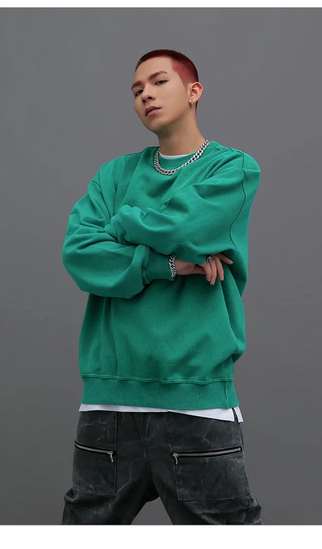 RFSD Men's 2025 FW Heavyweight 420g Crewneck Wax-Dyed Washed B-Style Sweatshirt Detail