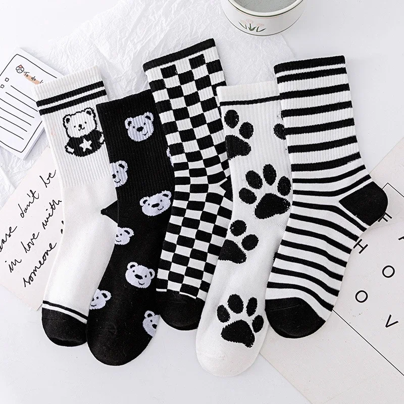 Striped Bear Cotton Socks（10 pairs）