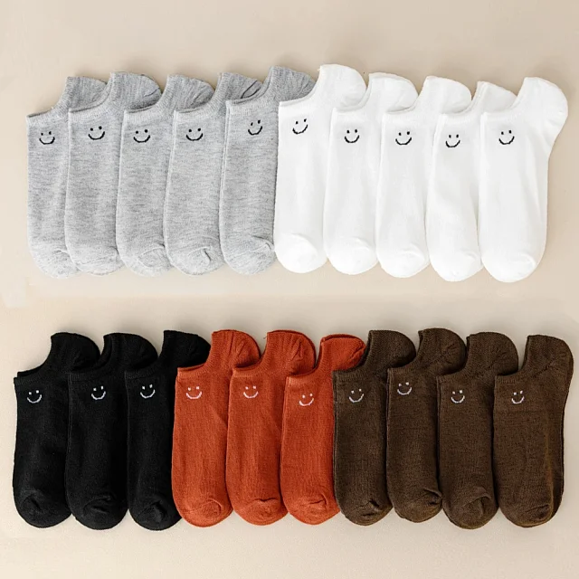 Breathable Oversized Smiley Ankle Socks（20 pairs） Detail
