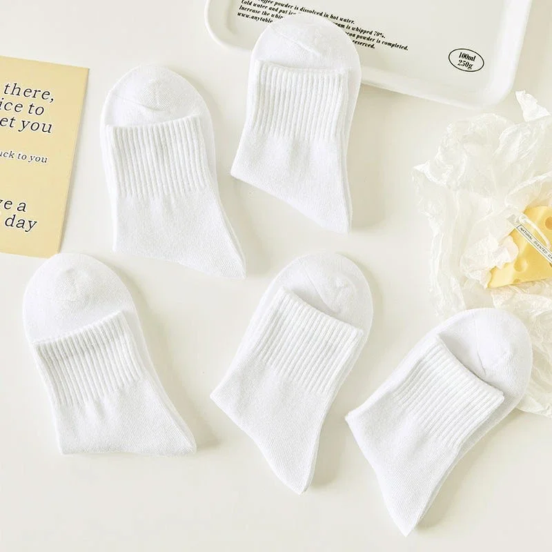 Kids' Solid White Ankle Socks（10 pairs）