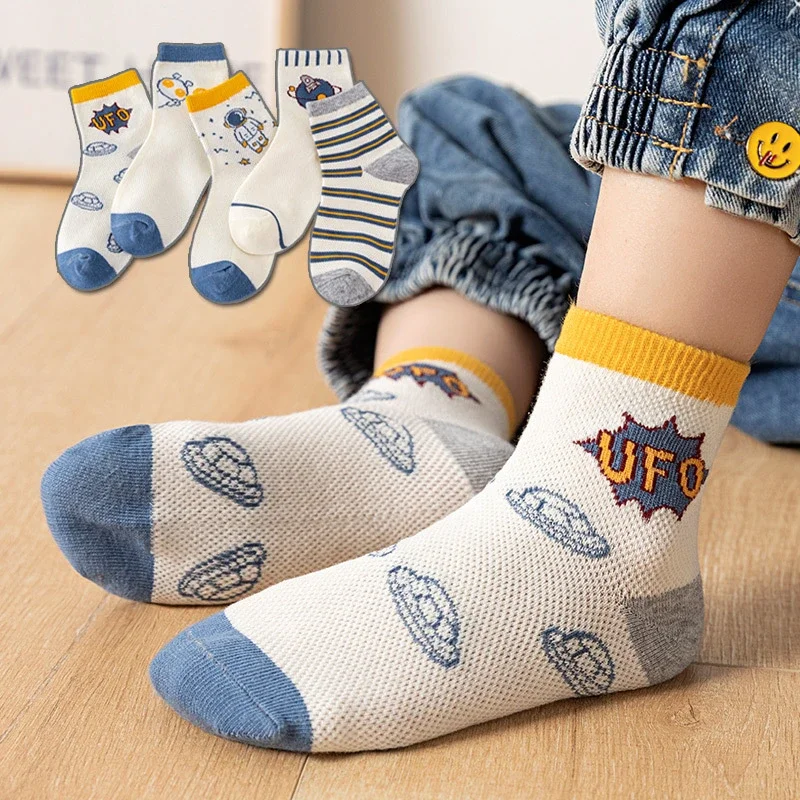 Cartoon Mesh Ankle Socks for Babies（5 pairs）