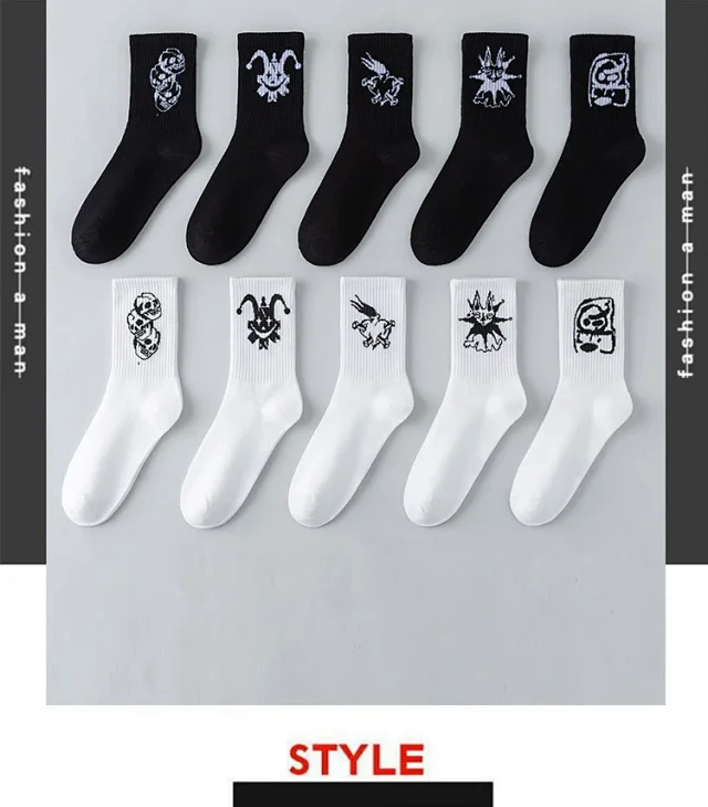 Black & White Oversized Couple Sports Socks（20 pairs） Detail
