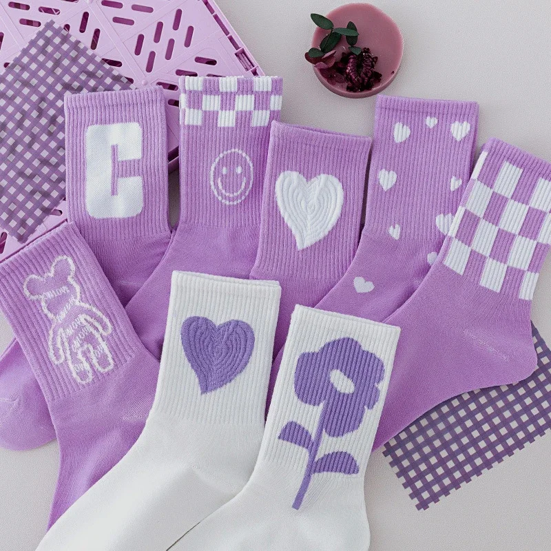 Cartoon Bear Cotton Socks（8 pairs）
