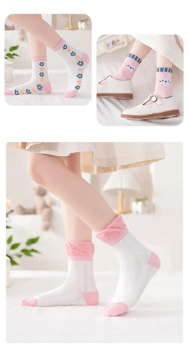 Red Lace Ankle Socks for Girls（5 pairs） Detail