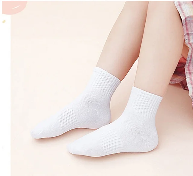 Kids' Solid White Ankle Socks（10 pairs） Detail