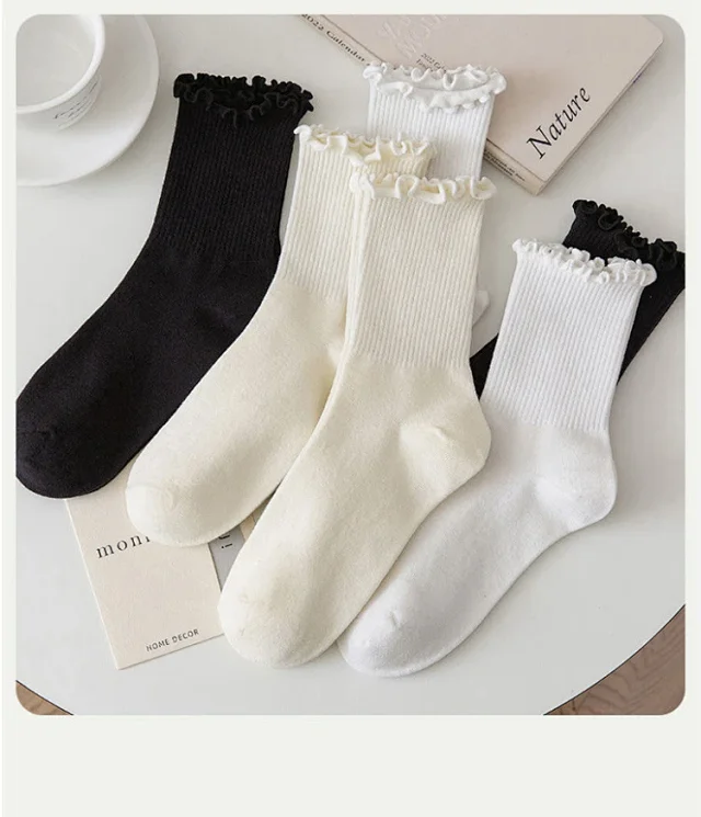 Lace-Trimmed Japanese Cotton Ankle Socks（6 pairs） Detail