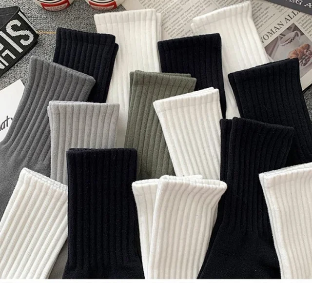White Mid-Calf Basketball Socks for Couples（5 pairs） Detail