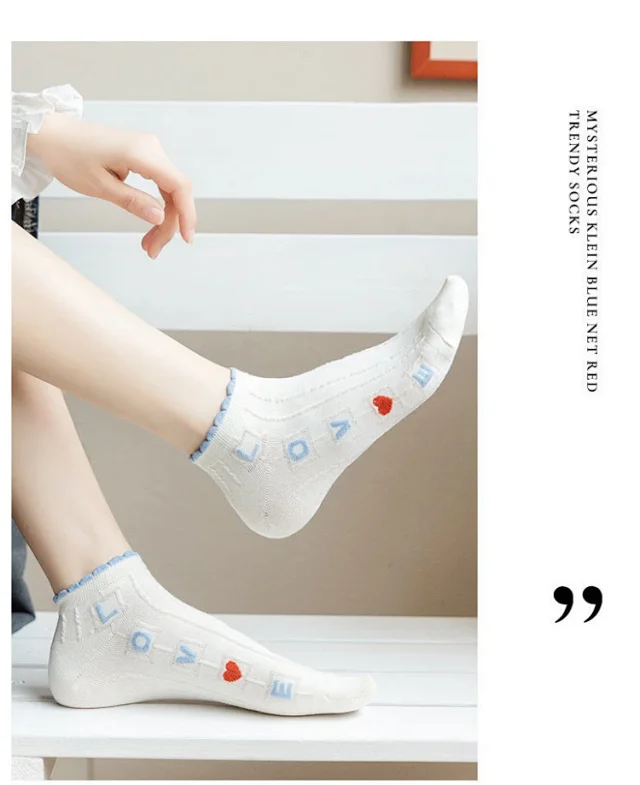 Sweet Floral Breathable Cotton Ankle Socks（10 pairs） Detail