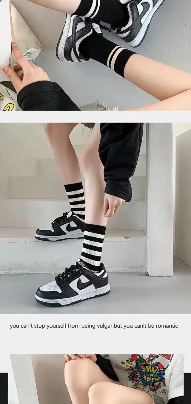 Women's Striped Letter Crew Socks(5 Pairs) Detail