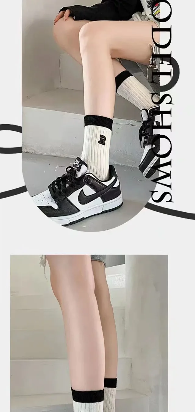 Women's Trendy Letter Crew Socks(5 Pairs) Detail