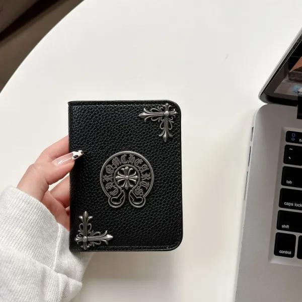 Chrome Hearts Cross Logo Cardholder Black Leather Card Holder - 11