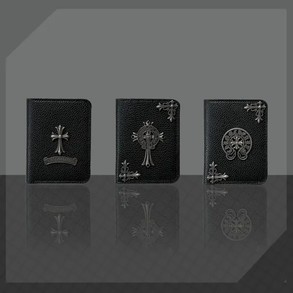 Chrome Hearts Cross Logo Cardholder Black Leather Card Holder - 15