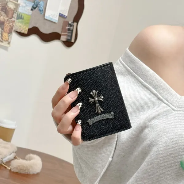 Chrome Hearts Cross Logo Cardholder Black Leather Card Holder - 13