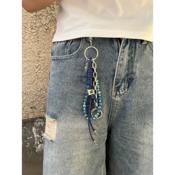 Handmade Turquoise & Navy Paracord Keychain Accessory - 1