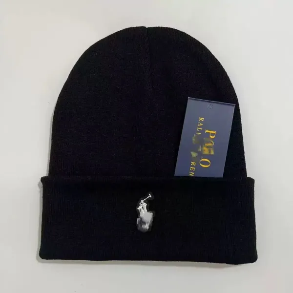 Polo Ralph Lauren Classic Black Beanie with Embroidered Pony Logo - 1