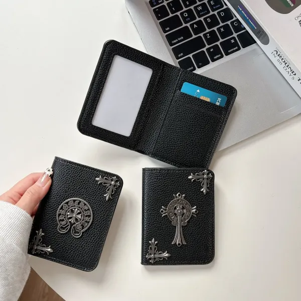 Chrome Hearts Cross Logo Cardholder Black Leather Card Holder - 7