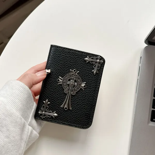 Chrome Hearts Cross Logo Cardholder Black Leather Card Holder - 10